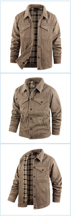 Herren-Truckerjacke im Western-Karo-Flanell-Stil in großer Größe, lässige Jeans-Oberbekleidungsjacke | 3270 