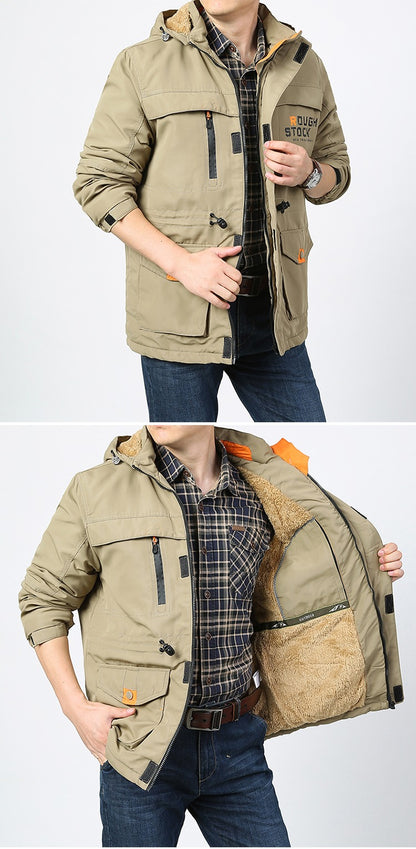 Winter Puffer Jacket Plaid Cotton Military Combat Outdoor Tactical Hooded Parka Coat | 086