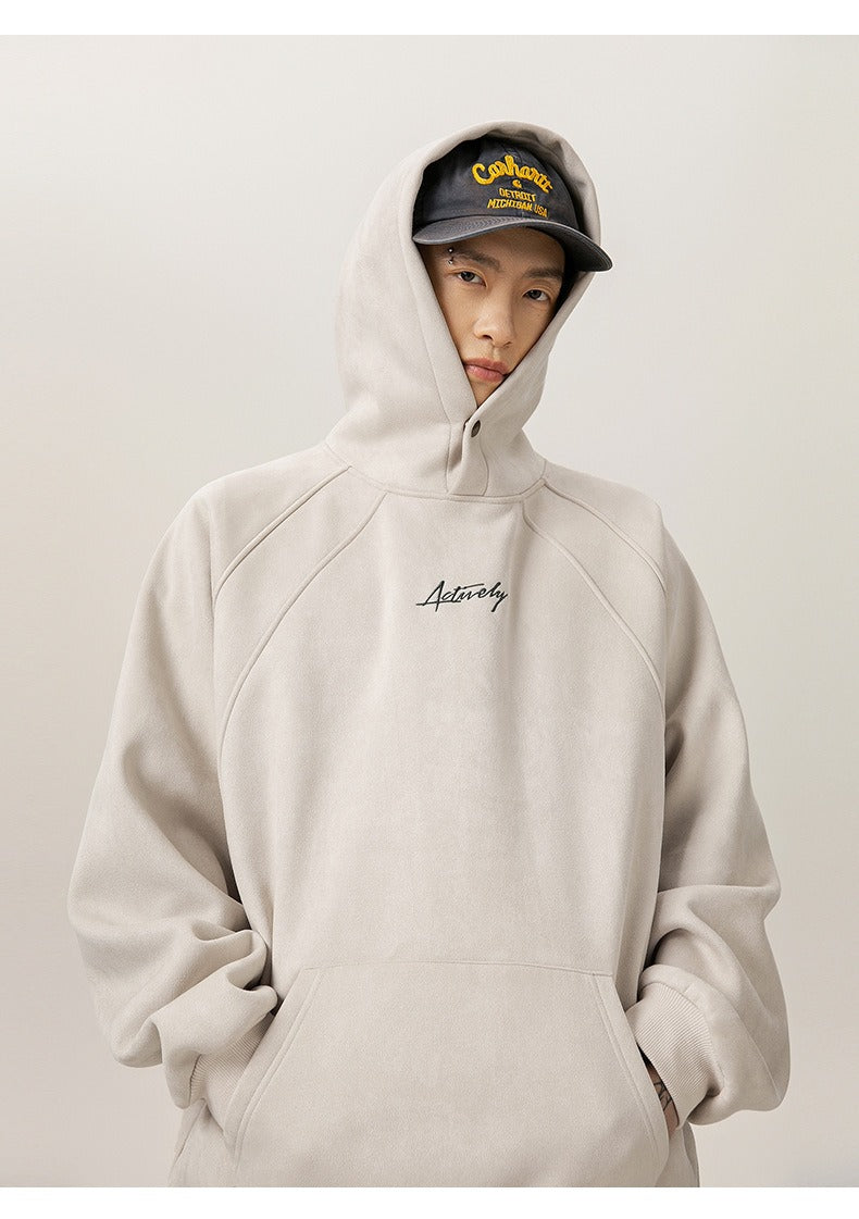 Unisex Kapuzenpullover aus schwerem Wildleder im Retro-Stil im amerikanischen Stil für Herbst und Winter | Locker sitzender Hoodie | L3848 