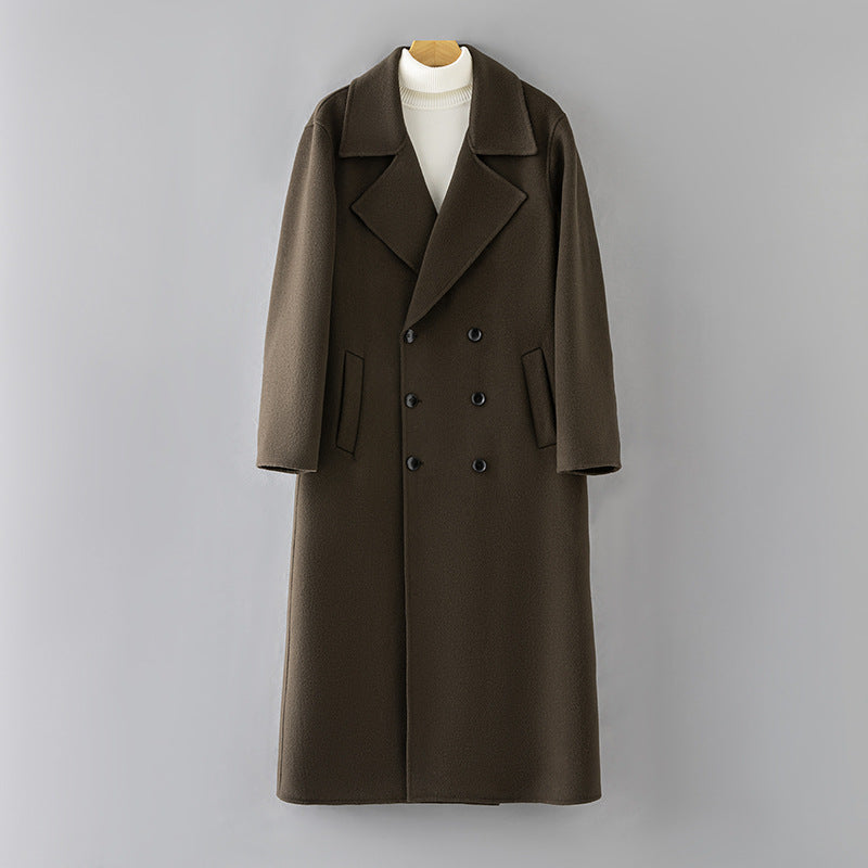 Ekeweer Longline 100% Wool Coat for Tall Men | Double-Faced Wool Overcoat | Handcrafted Fall & Winter Long Trench Coat | 86765