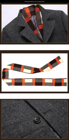 Herren Business Wolljacke Umlegekragen Slim Fit Warm Mittellanger Trenchcoat 