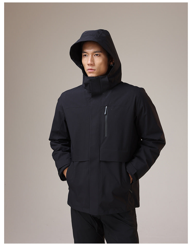 Dixiang Men's 3-in-1 Waterproof Hiking Jacket | 8000mm Seam-Taped Shell with White Goose Down Inner Layer | All-Season Outdoor Coat | J24688