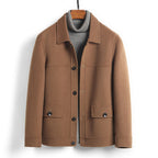 100% Wool Double-Faced Short Coat | Men’s Premium Tailored Overcoat | Warm Business Casual Outerwear | 86703
