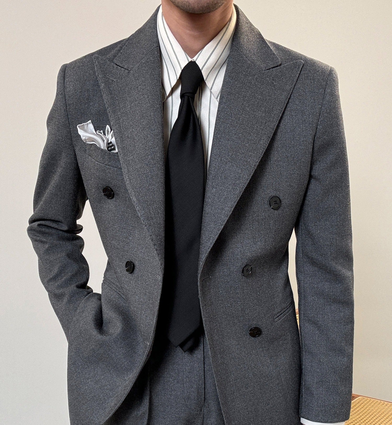 Hochwertiger italienischer zweireihiger Herrenanzug mit Reverskragen, leger, formell, 2-teilig, Anzugjacke und Hose | JSN692 
