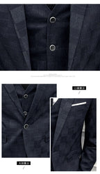 Herren 3-teiliger Anzug Jacke + Weste + Hose Formelle Mode Bräutigam Hochzeit Party Kleid Smoking Anzüge 