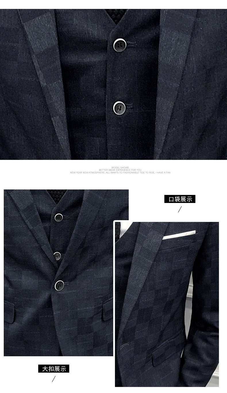 Herren 3-teiliger Anzug Jacke + Weste + Hose Formelle Mode Bräutigam Hochzeit Party Kleid Smoking Anzüge 