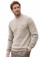 Men's Crew Neck Knit Sweater | 2026 Autumn Business Casual Pullover | Warm Cotton-Blend Jacquard Jumper | SW248