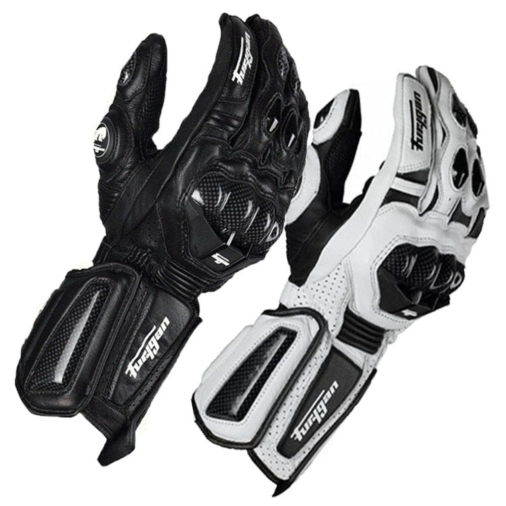 Furygan AFS10 Leather Motorcycle Gloves | Carbon Fiber Racing Gauntlets with Knuckle Protection & Ventilation for Sport Riding | JC001