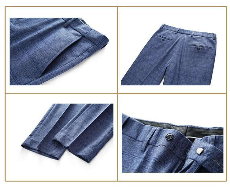 Dreiteiliger Anzug im britischen Stil für Herren, Business Casual, kariert, für Bräutigam und Hochzeitskleid, schmale Anzüge | 6835