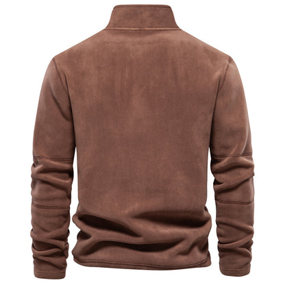 Herren Fleece Pullover Sweatshirts | Herbst-Winter 2025 Europa Mode | Half-Zip Stehkragen Tops | HD08 