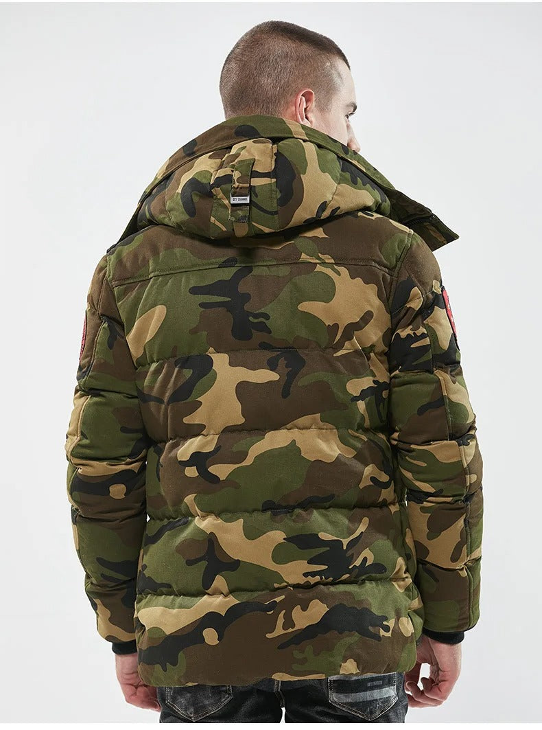 Western Size Down Army Military Camouflage Jersey Thick Winter Warm Puffer Hooded Jacket | K-7711