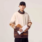 Herren Pullover Winter Schnee Berg Pullover O-Ausschnitt Lockerer Pullover Wolle Langarm Sweatshirt | 231026-7