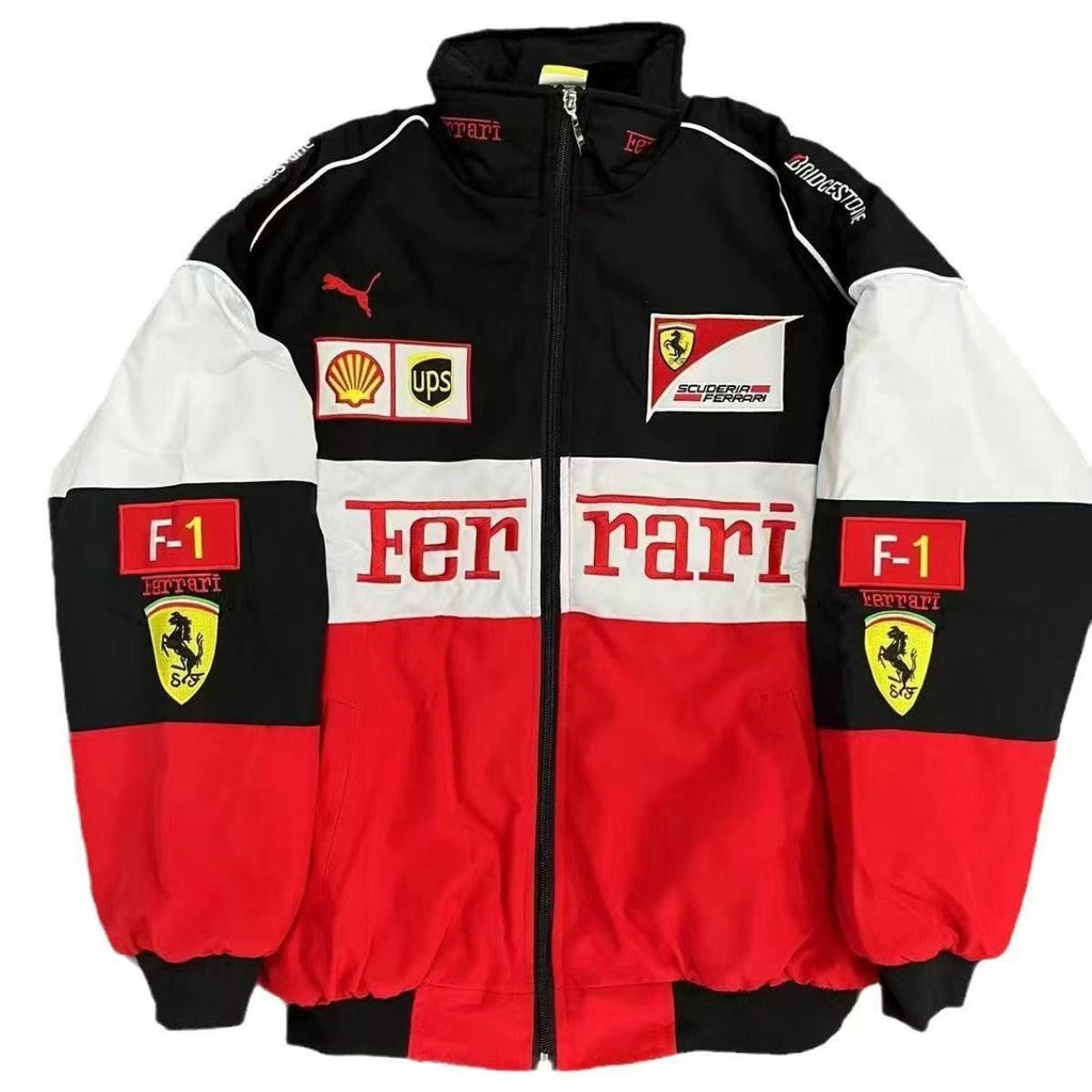 F1 Ferrari bestickte Rennanzugjacke im Retro-Stil, Motorradjacke für Frühling und Herbst | AL776286320703 