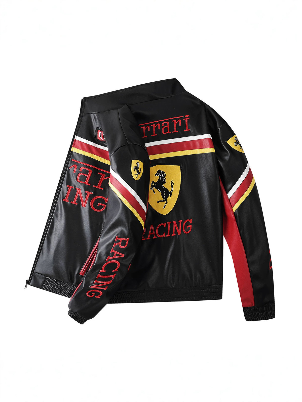 F1 Heavy Embroidery PU Leather Jacket | Unisex Fleece-Lined Racing Coat Waterproof Windproof Streetwear