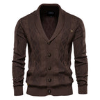 Herren-Strickjacke mit V-Ausschnitt und Farbbesatz – Lässiger, locker sitzender Pullover mit Knöpfen für den Herbst | SW199 