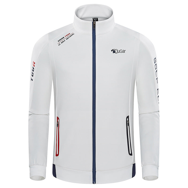 Men's Premium Long Sleeve Golf Jacket Winter Stand Collar Zipper Pullover Water & Wind Resistant Performance Layer