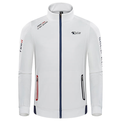 Men's Premium Long Sleeve Golf Jacket Winter Stand Collar Zipper Pullover Water & Wind Resistant Performance Layer