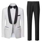 Herren Premium Anzug Casual Regular Smart Fit 3-teiliger Smoking für Abschlussbälle, Schalkragen, Hochzeitsfeier, Trauzeugenanzüge (Blazer + Weste + Hose) | 601 