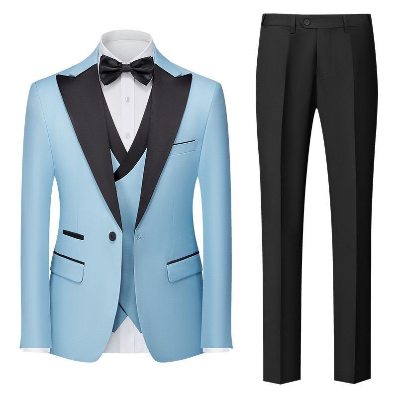 3-teiliger Herrenanzug mit Kragen für Hochzeitsfeiern und formelle Smokings, Jacke mit Hose, Weste, Anzug-Sets | 701 