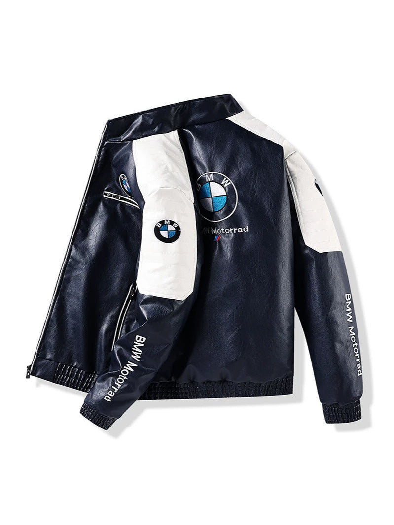 Men's PU Leather Moto Jacket | 2026 Korean Style Racing Coat | Waterproof Windproof Fleece-Lined Biker Outerwear