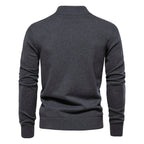 Herren-Strickjacke aus Baumwolle mit Zopfmuster, Taschen, Stehkragen, Button-Down-Pullover | CW61 