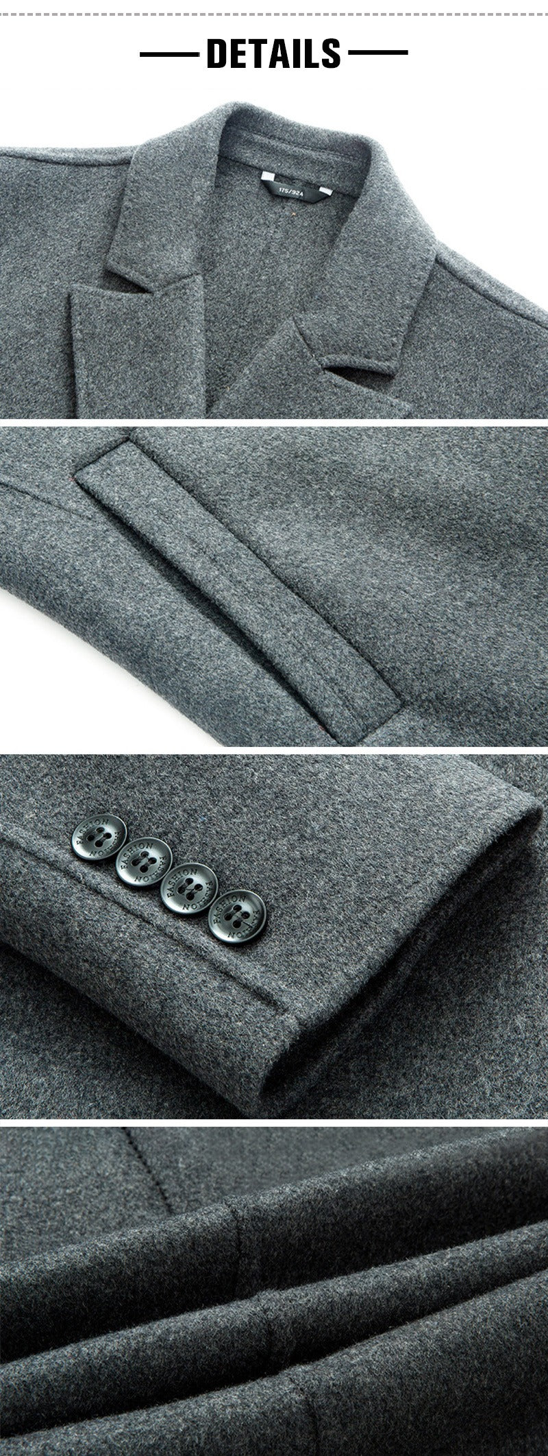 Men's Wool Blends Long Style Woolen Coat Casual Wool Trench Coat Dress Jacket Overcoat | 1001