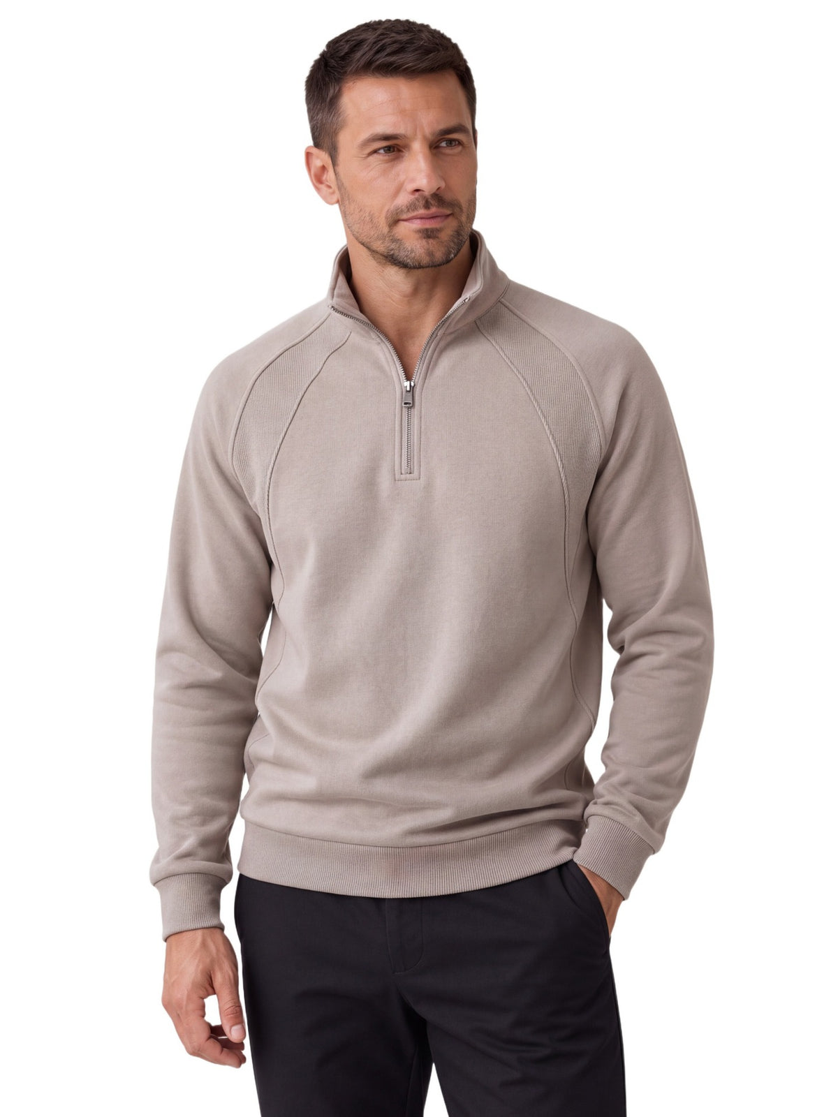 Men's Half-Zip Stand Collar Sweatshirt | 2026 Autumn Casual Pullover with Raglan Sleeves | Soft Cotton-Blend Fleece Top | HD3046