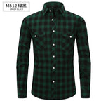 Herren Slim Wear Plaid Premium Langarm Doppeltasche Flanell Außenhandelshemd | M501 