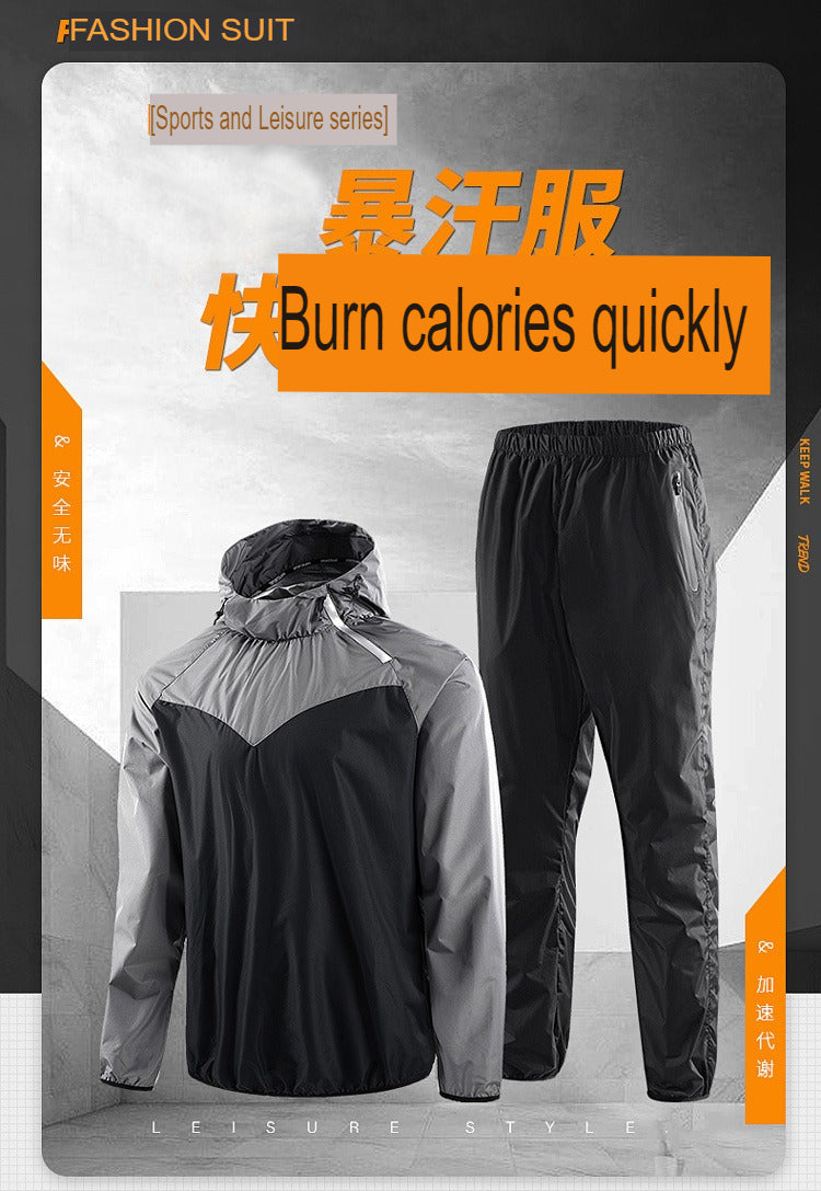 Men's Running Pullover Two-Piece Set Weight Loss Control Body Fat Sauna Sweat Suit  | YJ9681