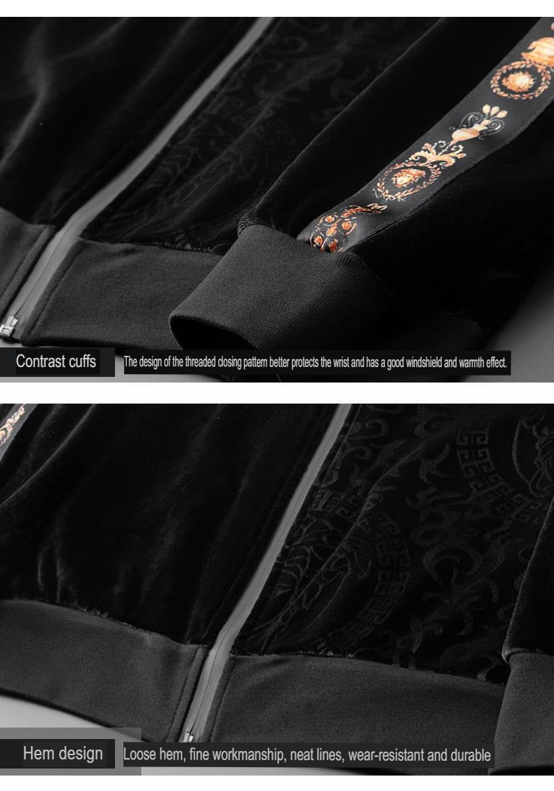 Hochwertiger, warmer, vielseitiger 2-teiliger Sportanzug mit Kapuze aus Samtstoff | 2091 