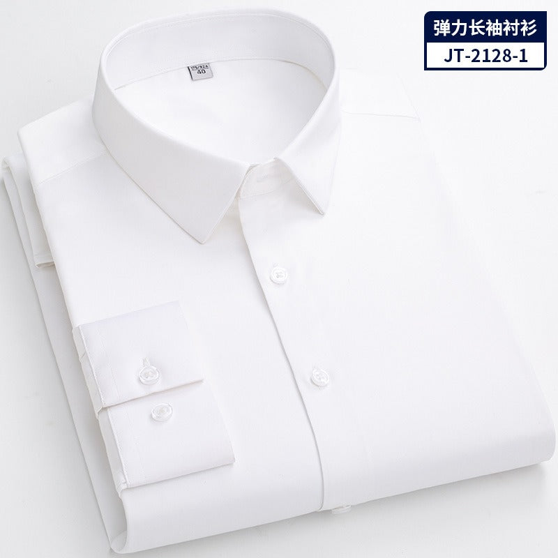 Camicia a maniche lunghe ad asciugatura rapida, vestibilità slim, tinta unita, vestibilità elastica, formale | JT-2128 