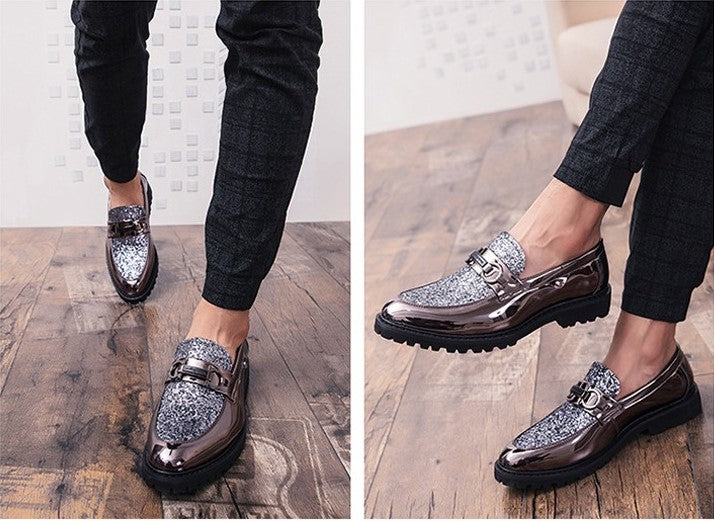 Bottes Oxford Brogues à tige brillante pour hommes, chaussures de bureau formelles en cuir de style britannique, tendance décontractée