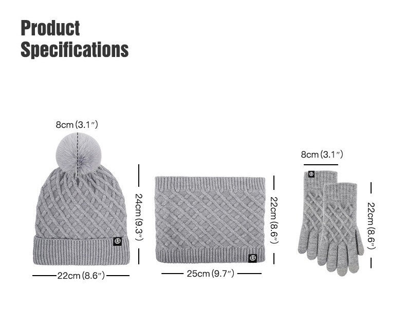 Winter Beanie Hat Scarf Gloves Set Unisex Winter Warmer Fleece Lined Knit Hats Scarf Gloves Set | 121620