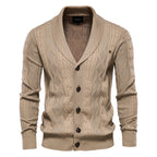 Herren-Strickjacke mit V-Ausschnitt und Farbbesatz – Lässiger, locker sitzender Pullover mit Knöpfen für den Herbst | SW199 