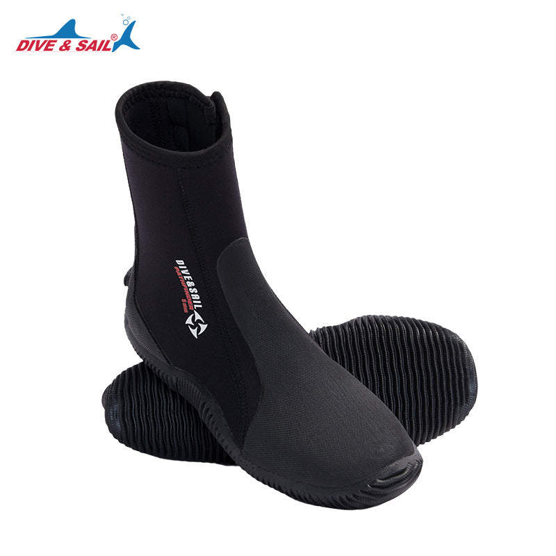 DIVE& SAIL 5MM Neoprene Dive Boots | High-Top Water Shoes for Surfing, Snorkeling & Beach | Anti-Slip Aqua Socks | D551178N