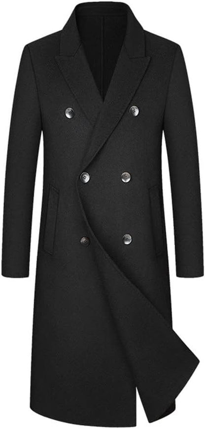 Men's Wool Blends Long Style Woolen Coat Casual Wool Trench Coat Dress Jacket Overcoat | 1001