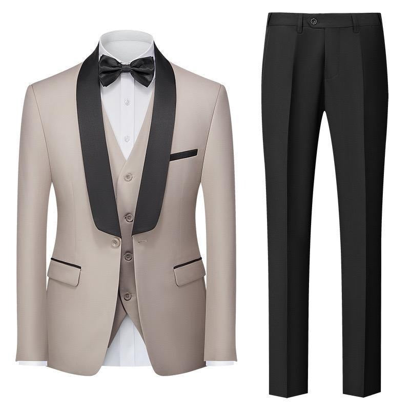 Herren Premium Anzug Casual Regular Smart Fit 3-teiliger Smoking für Abschlussbälle, Schalkragen, Hochzeitsfeier, Trauzeugenanzüge (Blazer + Weste + Hose) | 601 