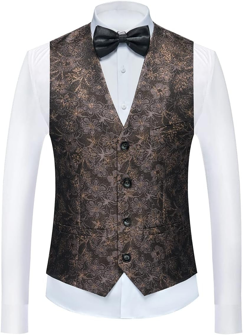 Completo da uomo 3 pezzi smoking set motivo floreale qualità premium blazer gilet e pantaloni set 3 pezzi festa di nozze e occasioni festive | 802 