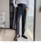 Stilvolle Business-Anzughose mit Plissee, trendige Mode, hohe Taille, lässig, schmale Passform, Vintage-Bleistifthose, Büro-Anzughose | F01 