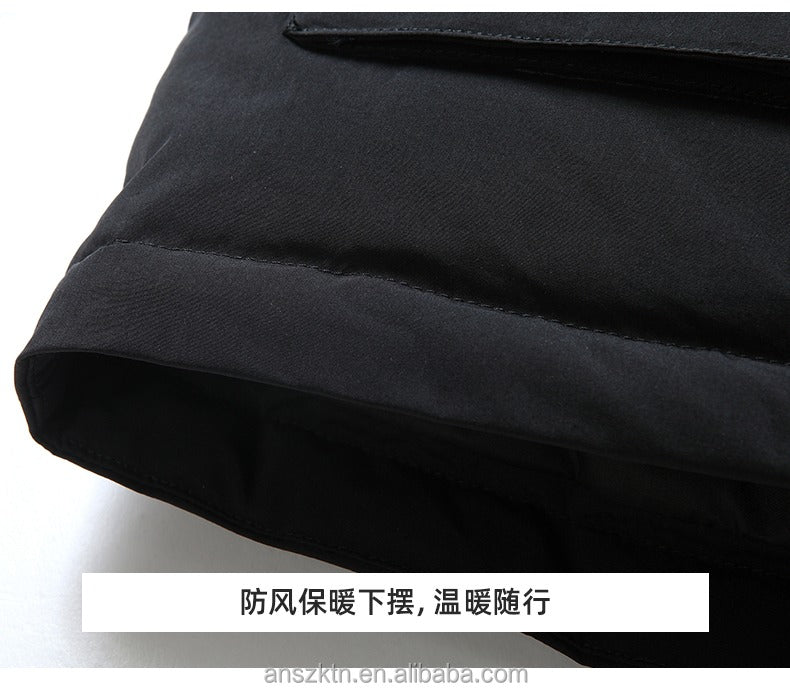 Kurze Herren-Daunenjacke – Wasserdichter weißer Entendaunenmantel mit Revers | L23 