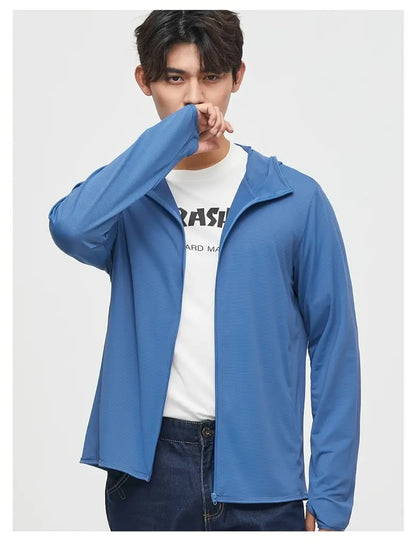 Leichter UV-Sonnenhoodie für Herren – Eisseide, schnelltrocknend und atmungsaktiv für den Sommer – Sportbekleidung zum Angeln, Radfahren und Wandern | 1999