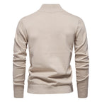 Herren-Pullover aus Baumwolle mit Viertelreißverschluss – Poloshirt aus einfarbigem Strick mit Stehkragen | ZSW-03 