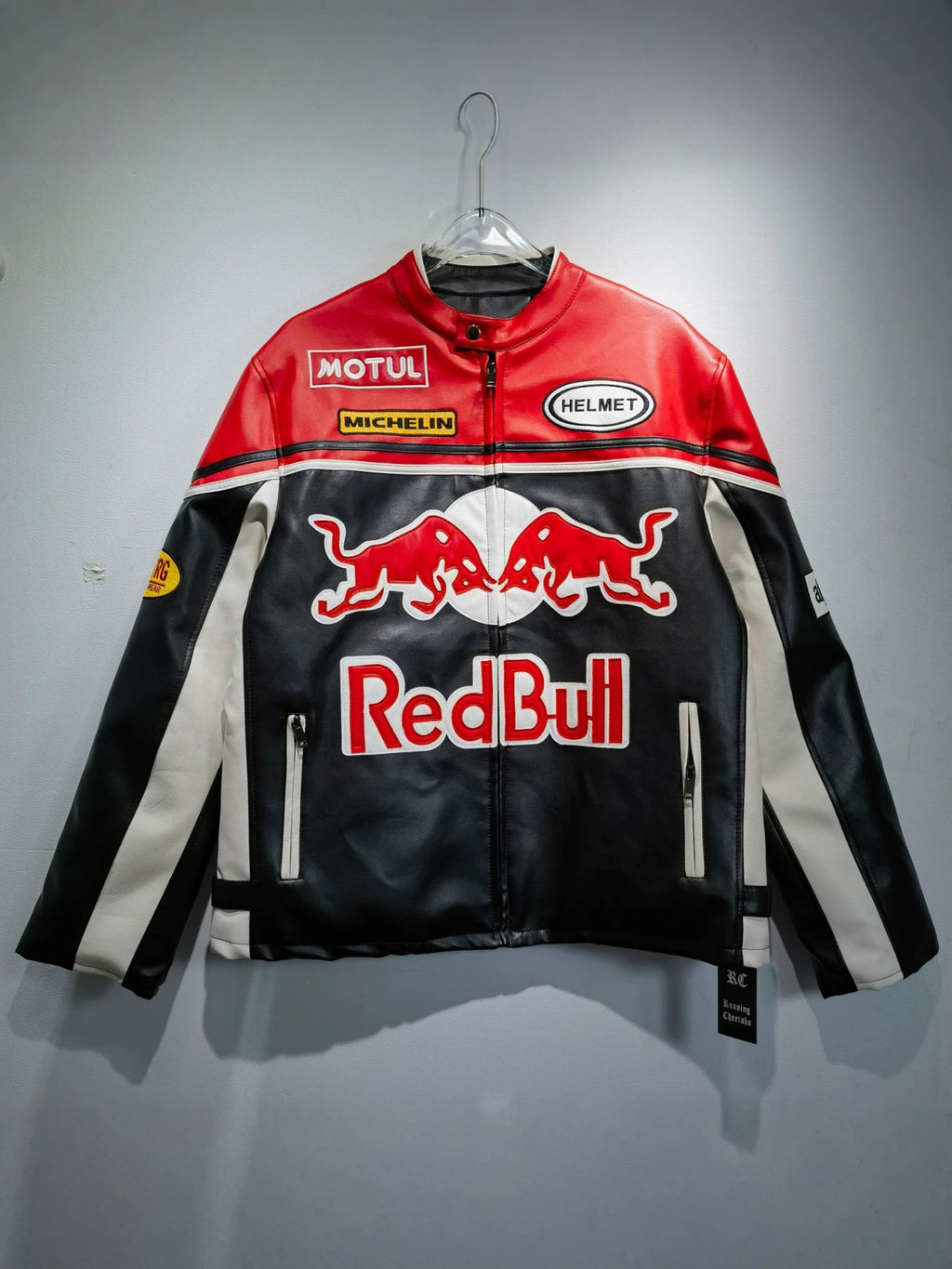 F1 Premium PU Leather Racing Jacket Embroidered Moto Biker Coat for Men Vintage Retro Motorcycle Casual Blazer