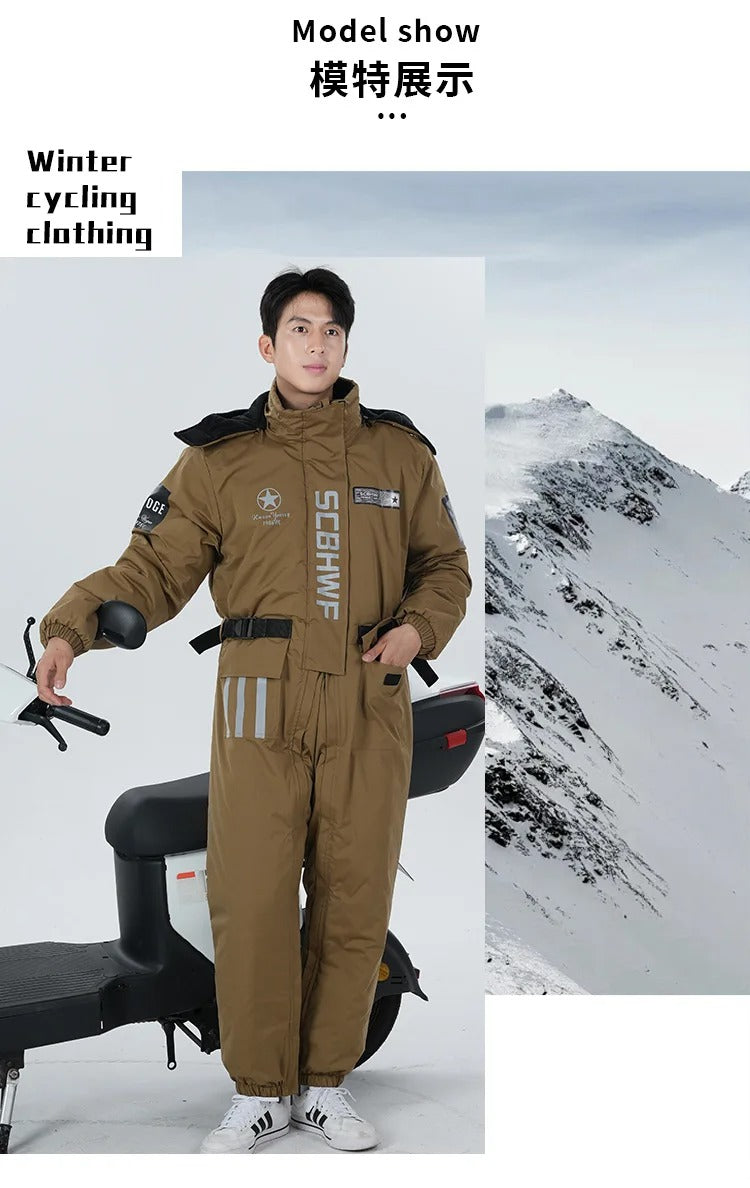 Men's & Women's Winter Ski Suit | Waterproof Windproof Fleece Jumpsuit | Cold Weather Motorcycle Riding Suit | 807
