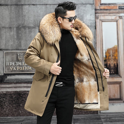Snow Lotus Men's Mink Fur Parka | 2025 Winter Detachable Mink Lining Long Coat | Luxury Slim-Fit Fur-Trimmed Jacket | 215
