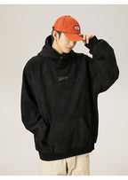 Unisex Kapuzenpullover aus schwerem Wildleder im Retro-Stil im amerikanischen Stil für Herbst und Winter | Locker sitzender Hoodie | L3848 
