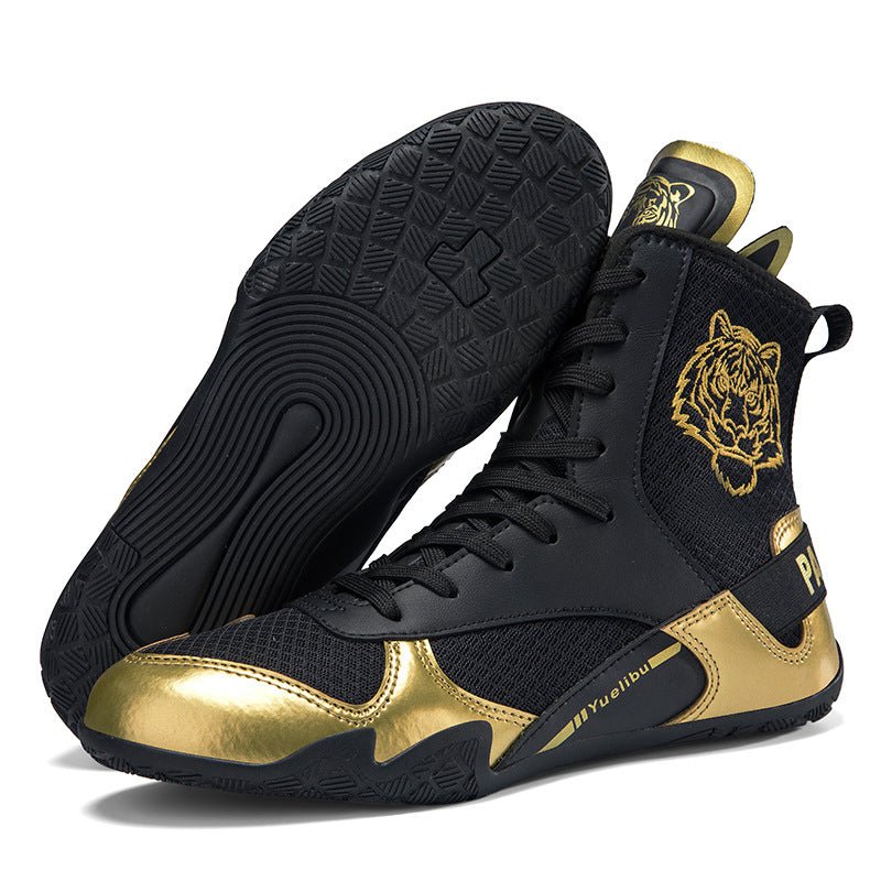 Qiku Bao Combat Sports Shoes | Unisex Wrestling & Boxing Shoes | Gum Rubber Sole for Muay Thai & Martial Arts | QK1139