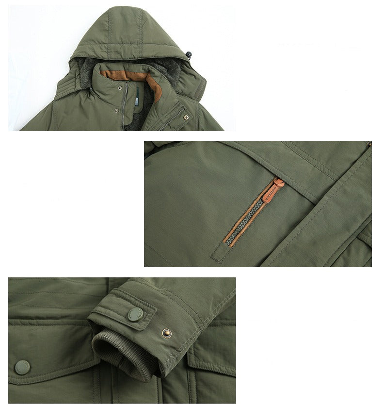 Gepolsterte Parkajacke für Herren im Freien, dicke, warme Winterjacke aus Wolle, Oberbekleidung, Windjacke, Parka-Mäntel | 1133 
