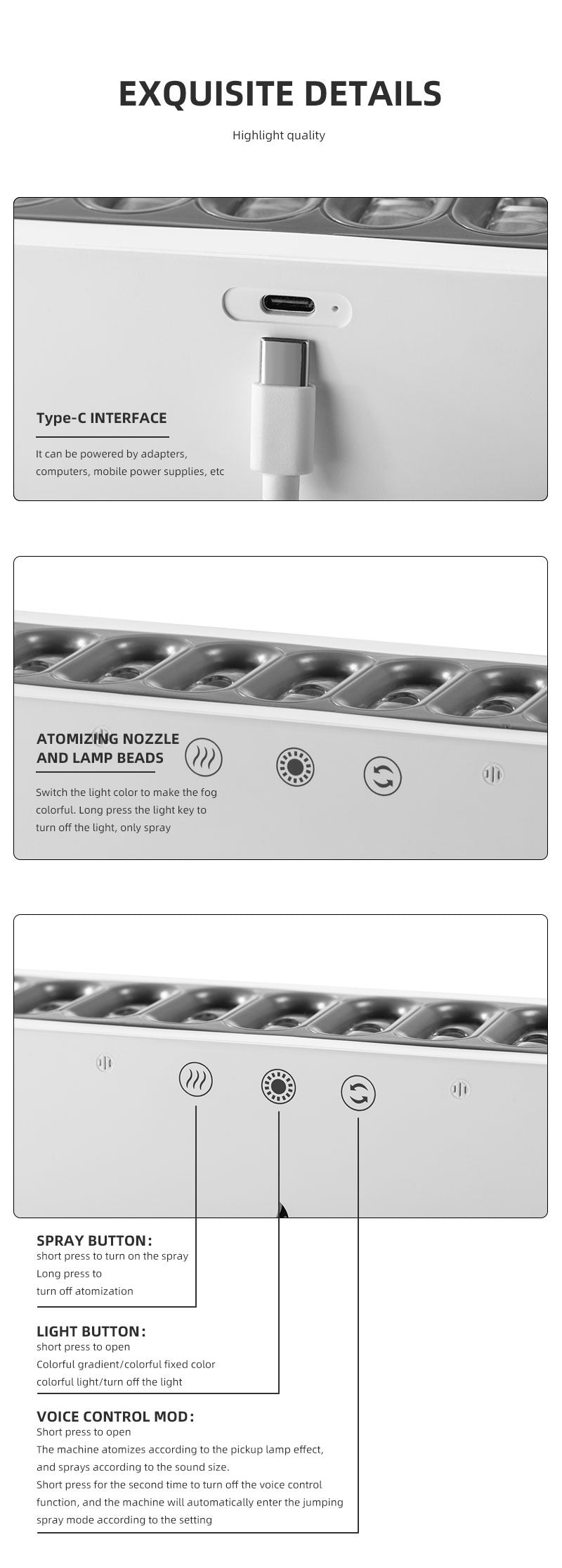 Neues Design 10 Düsen Luftbefeuchter &amp; Aroma Diffusor Dynamische Sound Pickup USB H2O ätherisches Öl Luftbefeuchter | KJR-273 