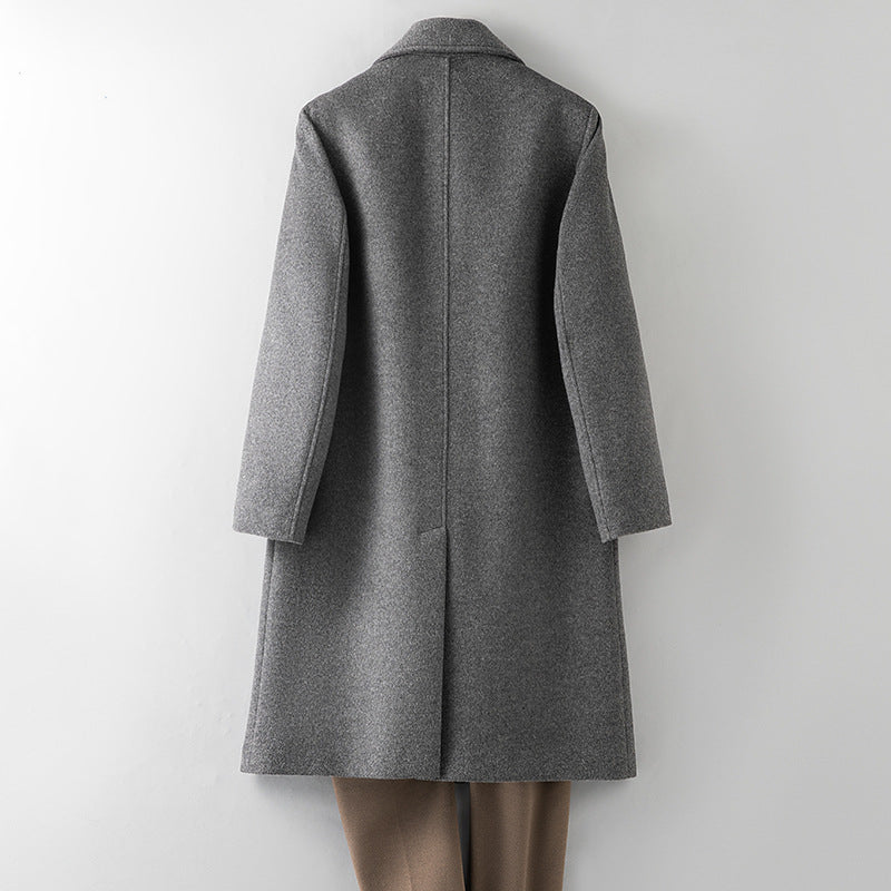 Men's 100% Wool Coat with Removable Down Inner Lining | Thick Warm Winter Overcoat with Horn Buttons | Padded Shoulder Wool Jacket | 86748